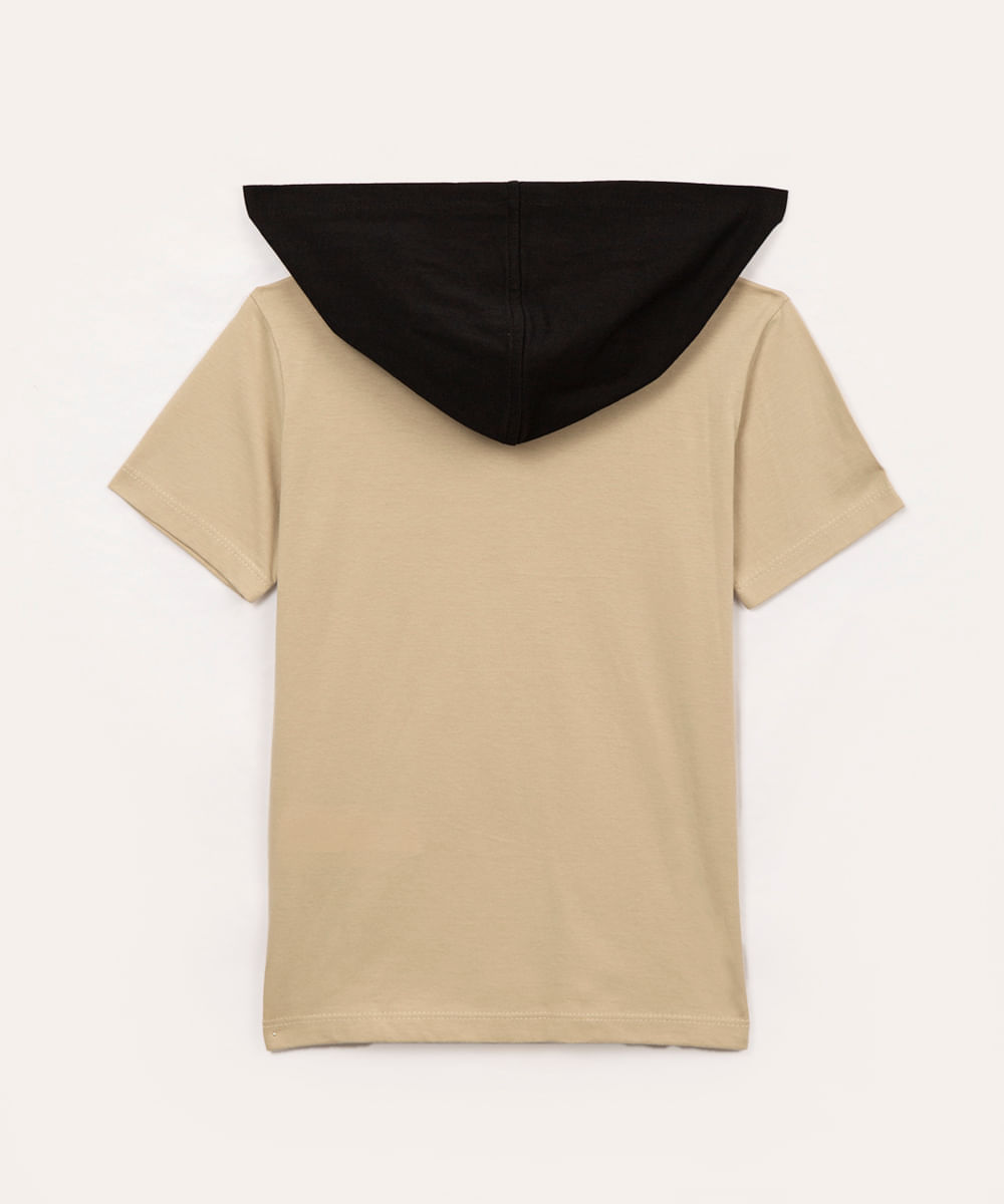 camiseta de algodão minecraft com capuz manga curta bege médio