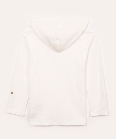 camiseta infantil de algodão flamê com capuz off white