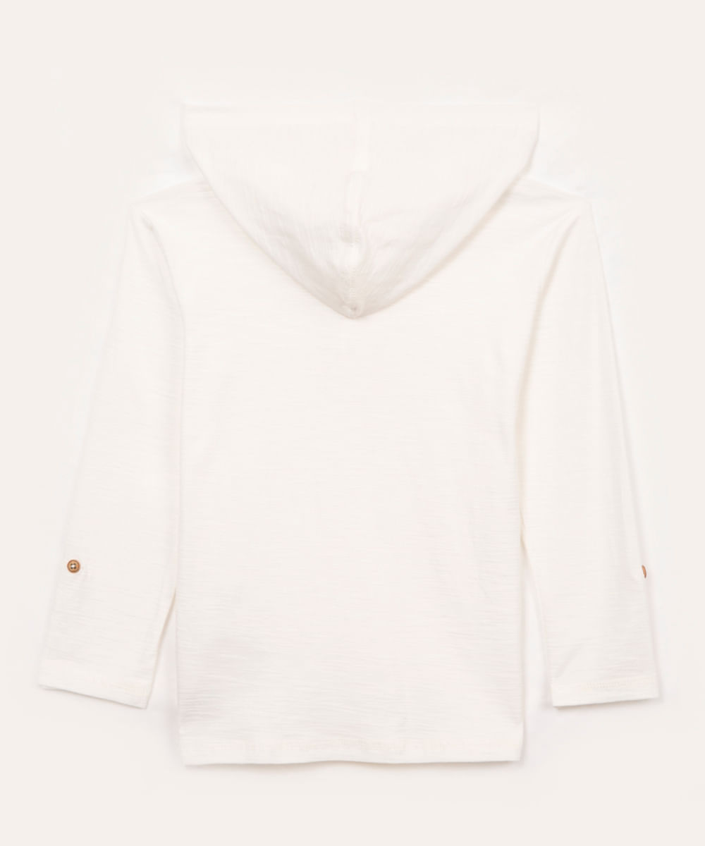 camiseta infantil de algodão flamê com capuz off white