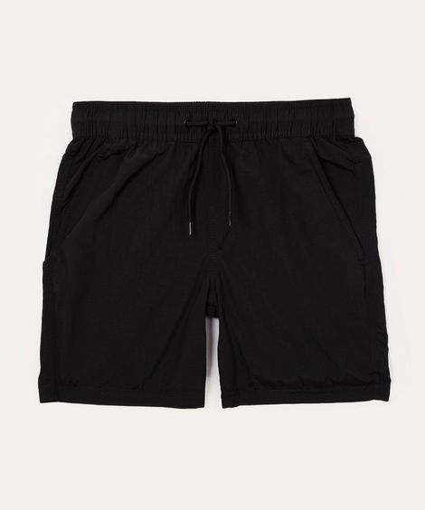 bermuda juvenil com bolsos e elástico preta