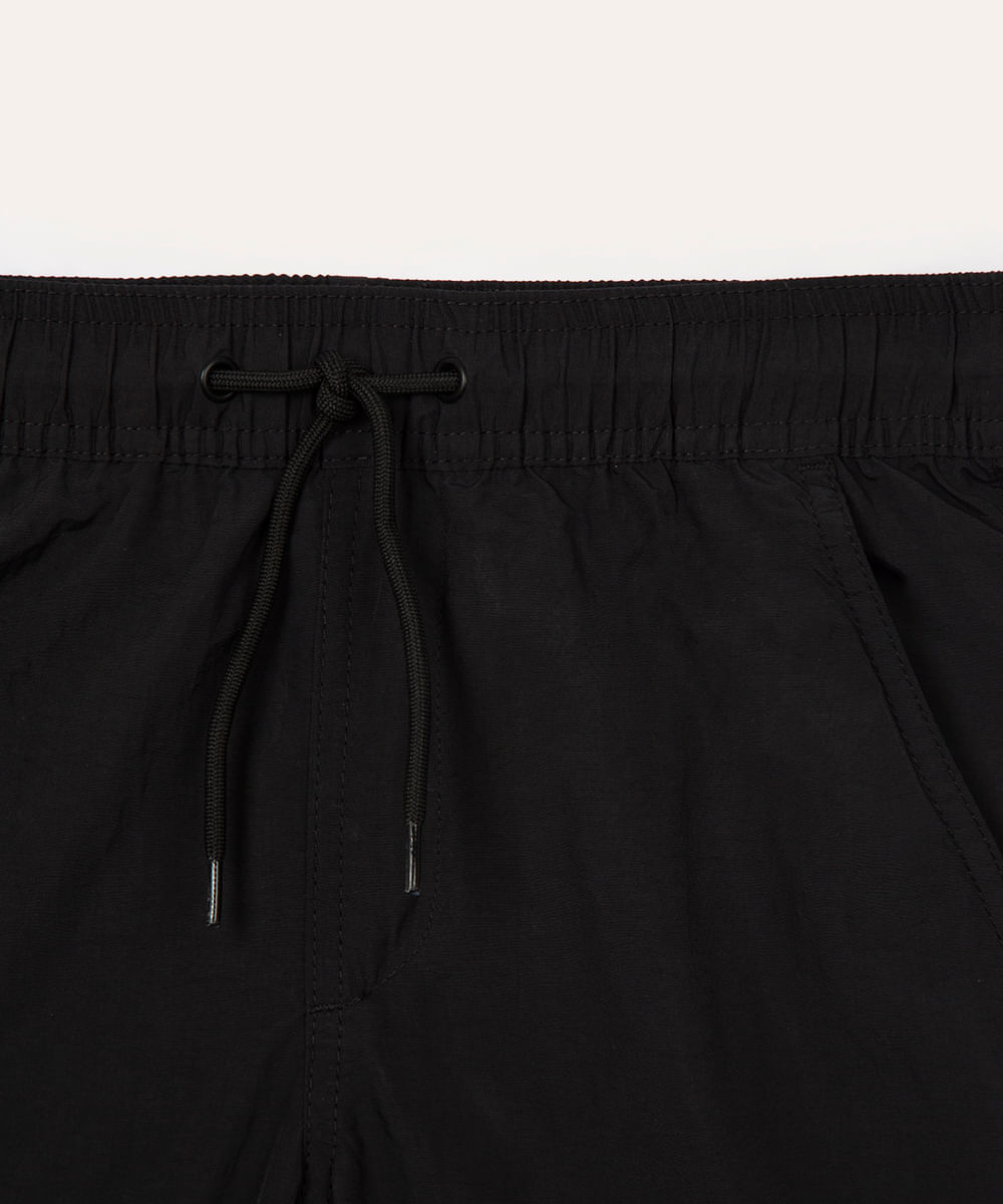 bermuda juvenil com bolsos e elástico preta