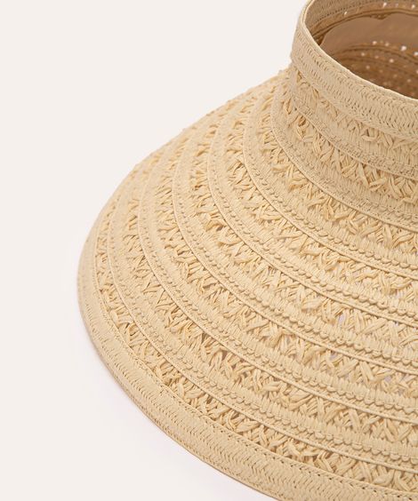 viseira de palha com velcro bege claro