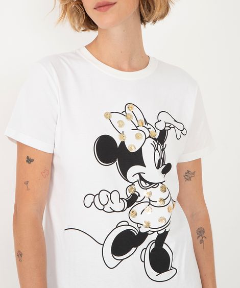 camiseta de algodão minnie manga curta off white
