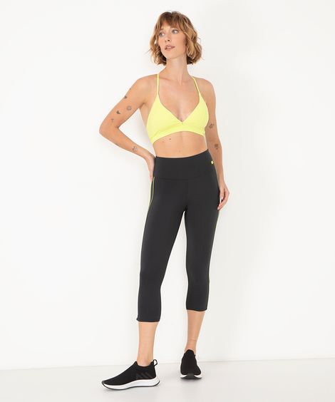 calça legging cintura alta com recorte esportiva preta