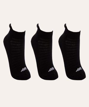 kit de 3 pares de meias cano baixo esportiva ace preto