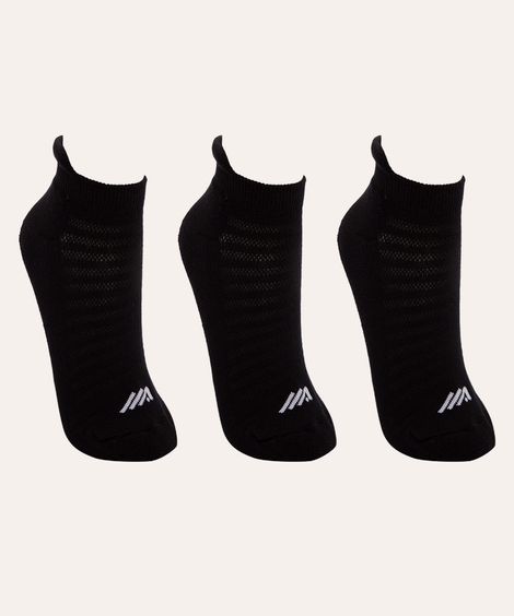 kit de 3 meias esportivas masculinas cano baixo preto