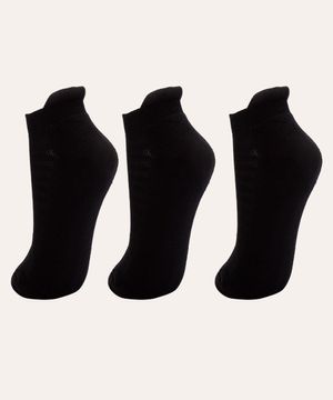 kit de 3 pares de meias cano baixo esportiva ace preto