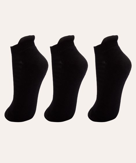 kit de 3 meias esportivas masculinas cano baixo preto