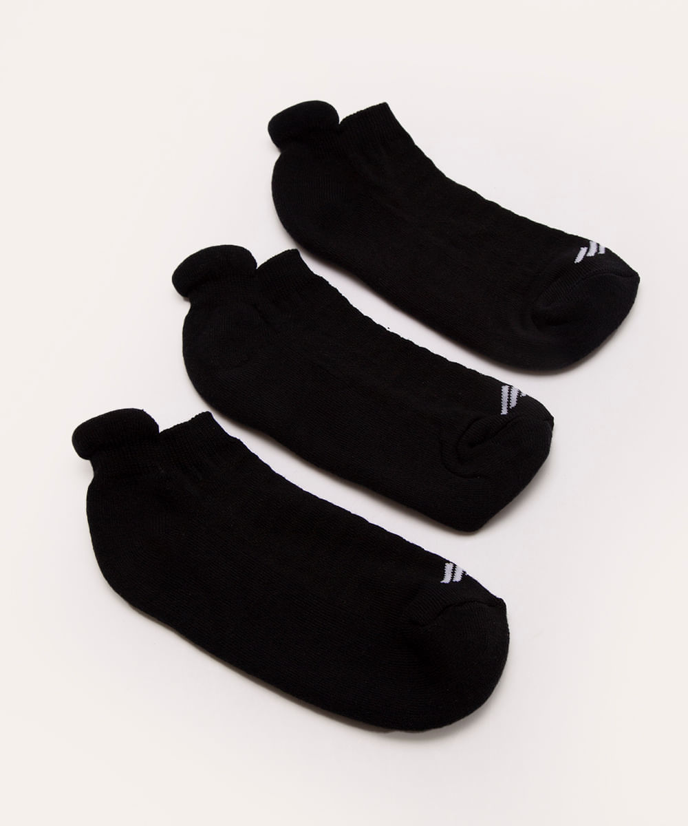 kit de 3 meias esportivas masculinas cano baixo preto