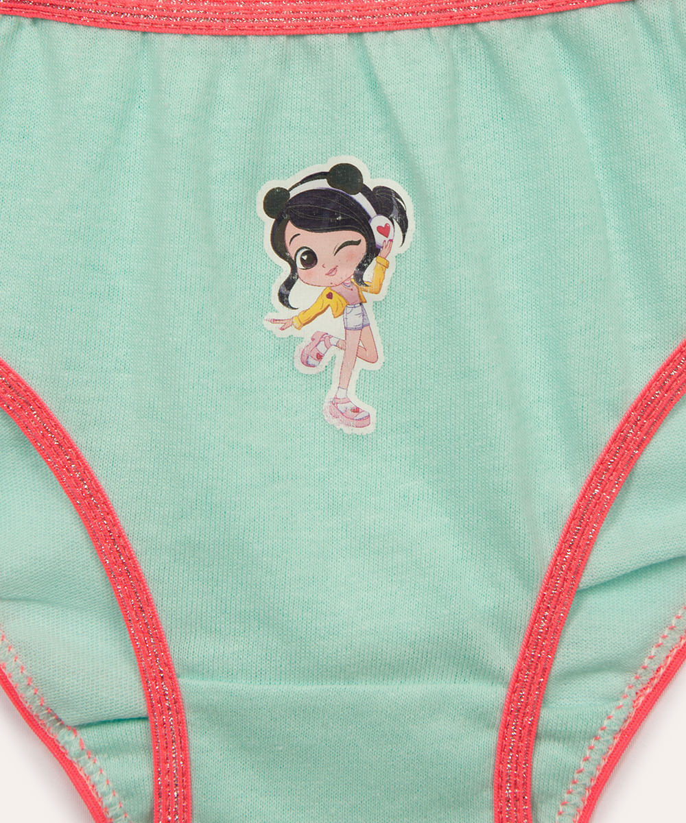 kit de 5 calcinhas de algodão panda luluca colorido