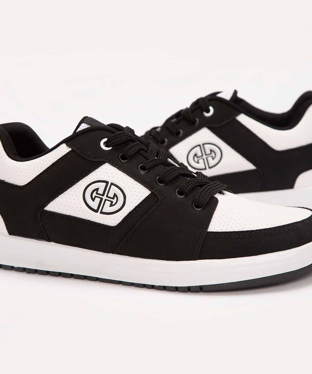 tênis casual com recortes preto