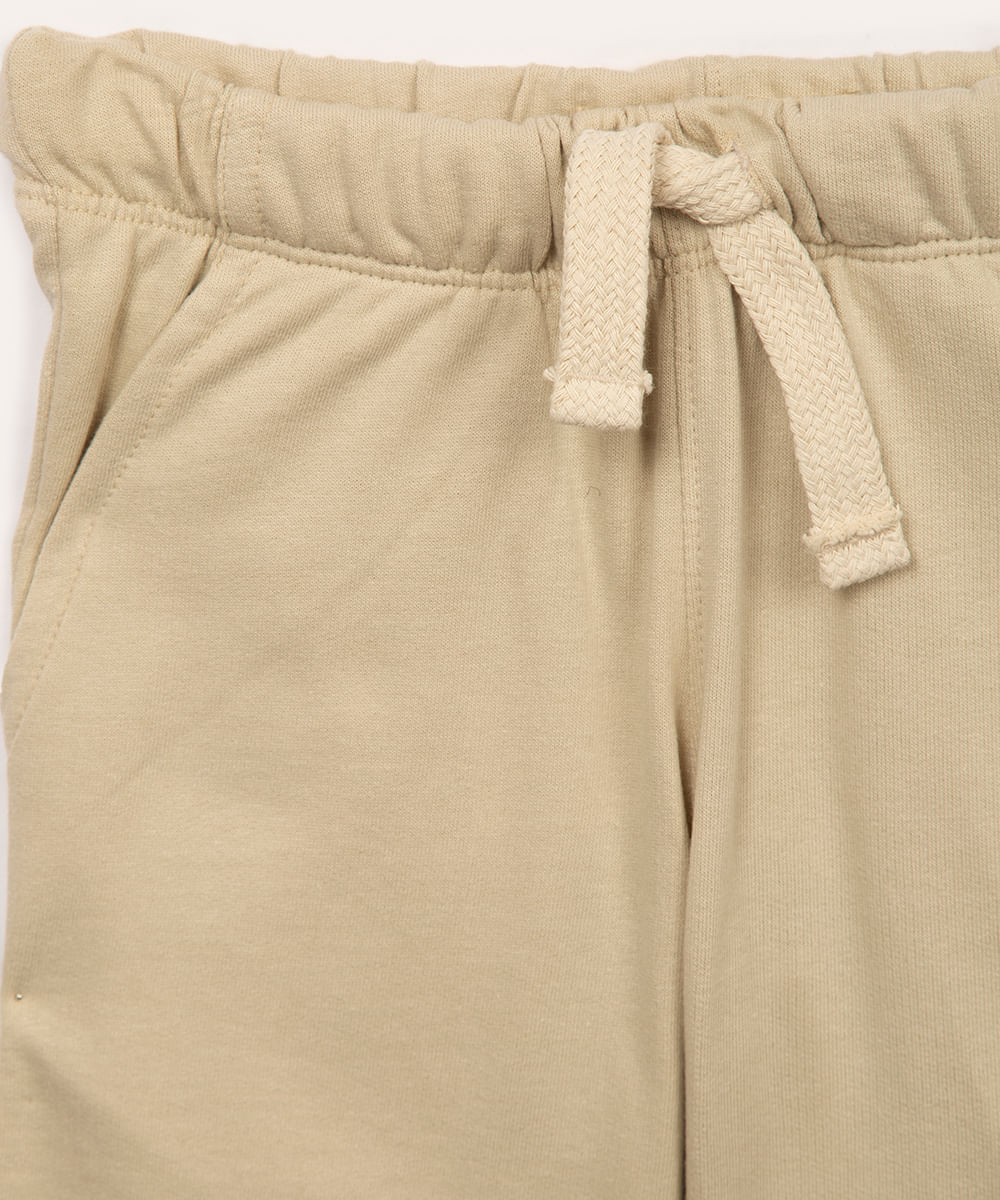 conjunto de moletom infantil regata com capuz - bege