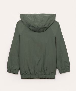 jaqueta corta vento infantil com capuz verde militar