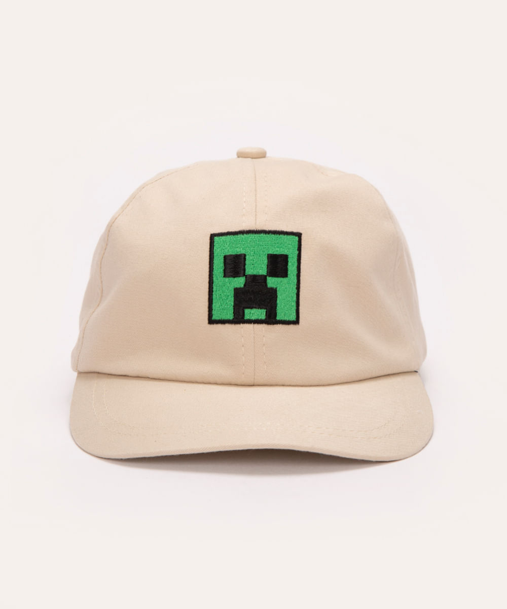 boné infantil bordado minecraft bege