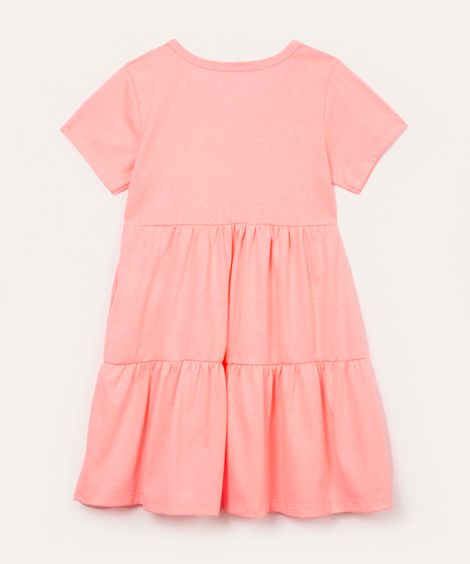 vestido infantil evasê com glitter rosa