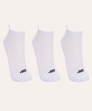 kit de 3 pares de meias cano baixo esportiva ace branco