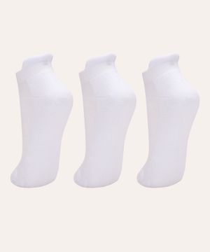 kit de 3 pares de meias cano baixo esportiva ace branco