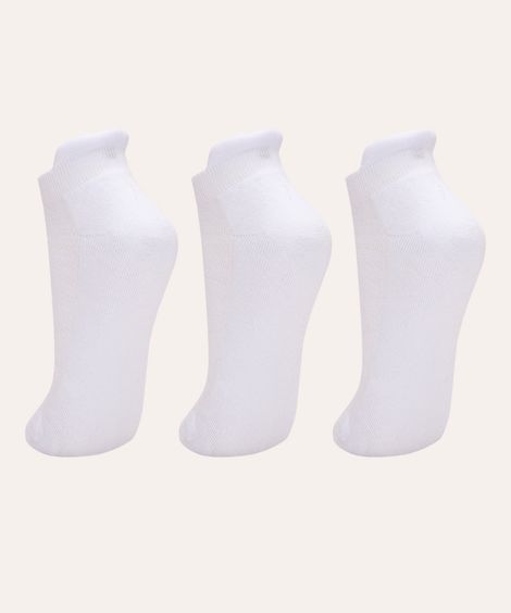kit de 3 meias esportivas masculinas cano baixo branco