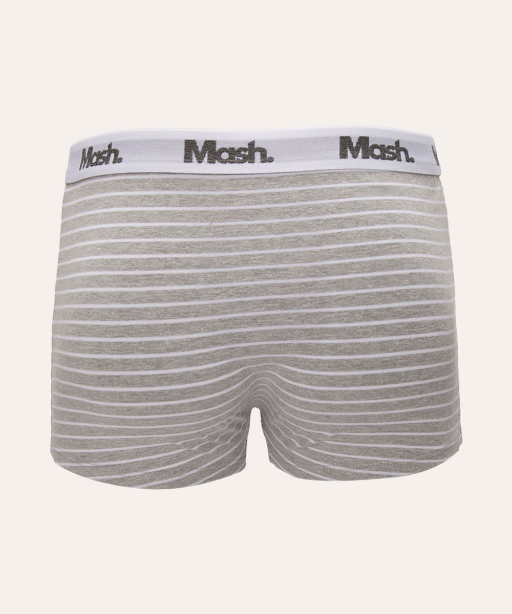 kit de 3 cuecas boxer de algodão mash cinza mescla claro