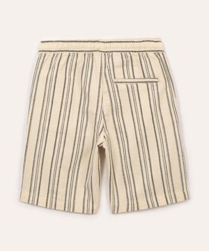 bermuda de algodão infantil listrado off white