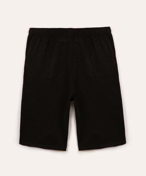 bermuda de algodão juvenil com cordão e bolsos preto