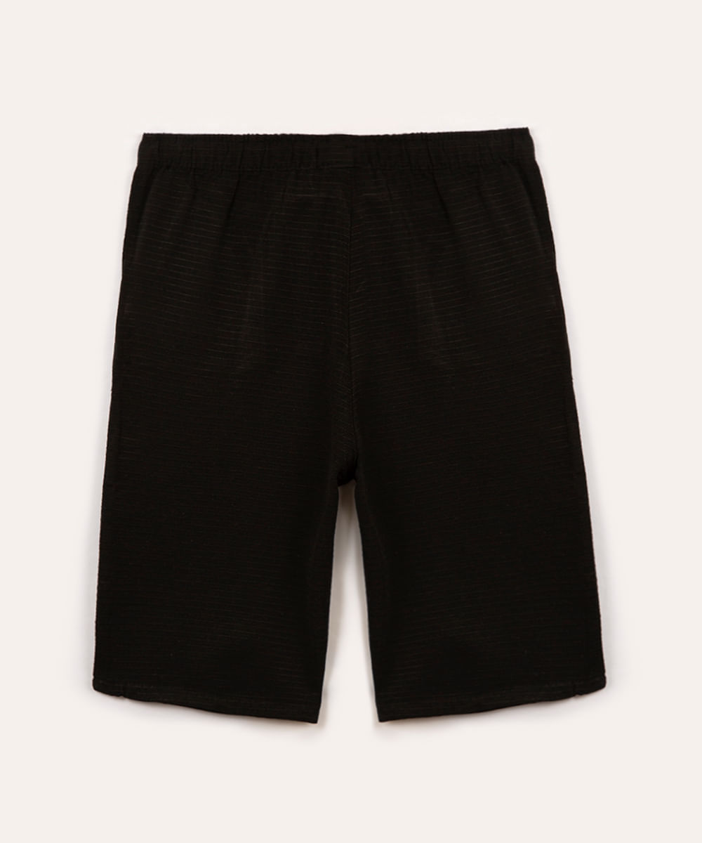 bermuda de algodão juvenil com cordão e bolsos preto