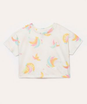 blusa de algodão infantil bananas manga curta off white