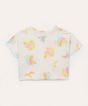 blusa de algodão infantil bananas manga curta off white