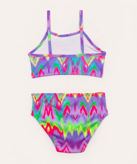 biquíni infantil halter neck neon com babado proteção uv colorido