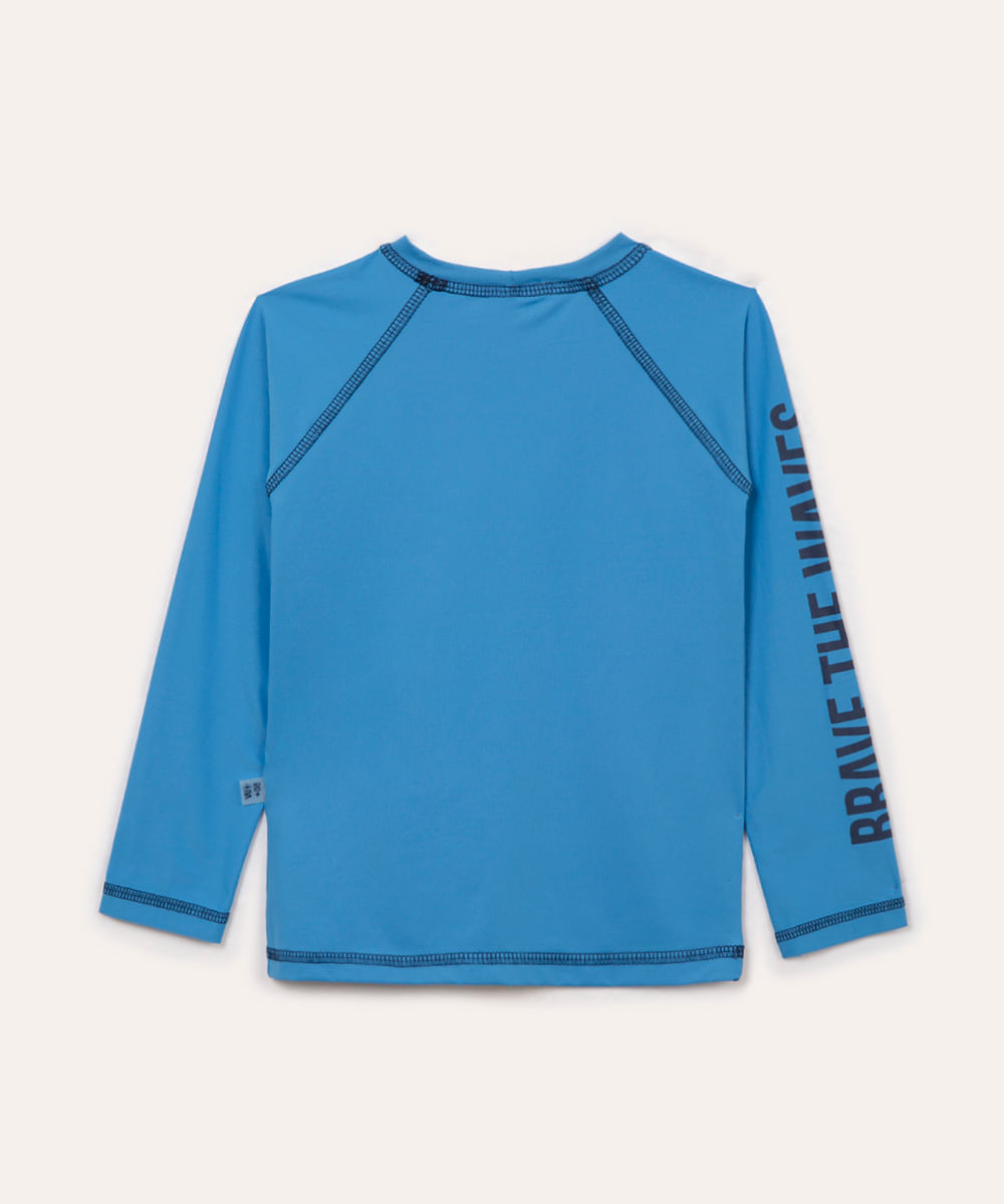 blusa de praia infantil manga longa surf com proteção uv azul