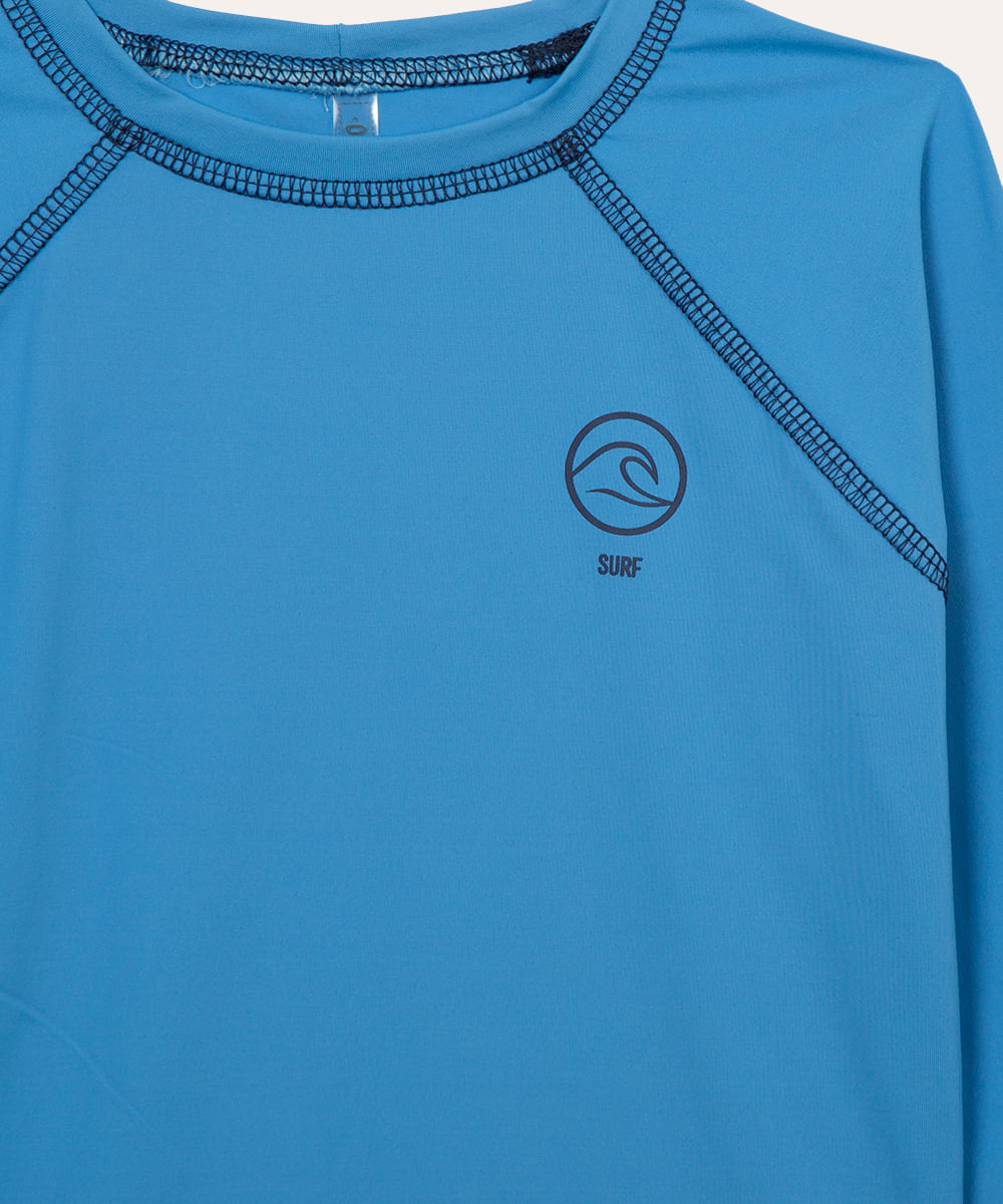 blusa de praia infantil manga longa surf com proteção uv azul