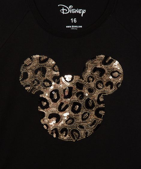 cropped de algodão juvenil mickey paetê preto