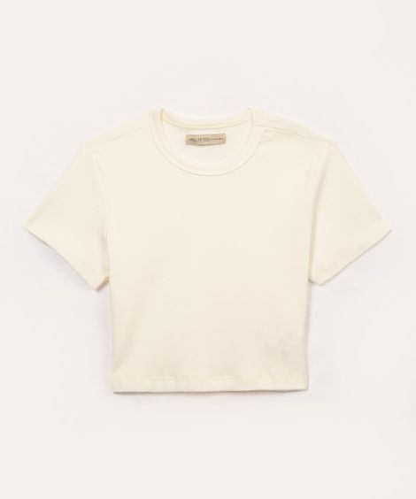 blusa de algodão juvenil manga curta off white