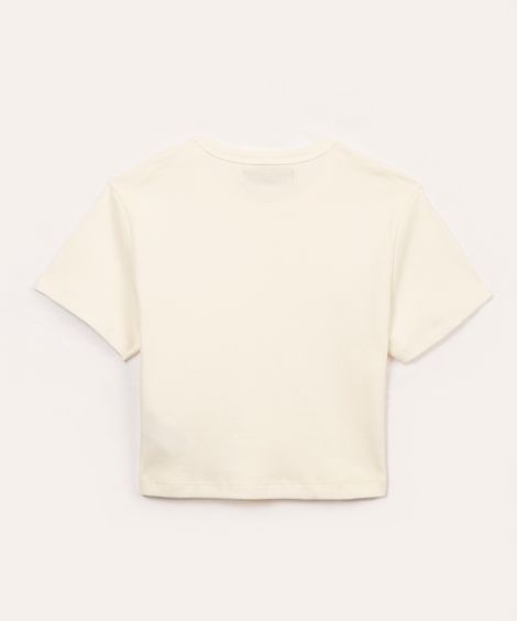 blusa de algodão juvenil manga curta off white
