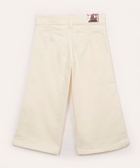 calça jeans infantil wide leg com bolso off white