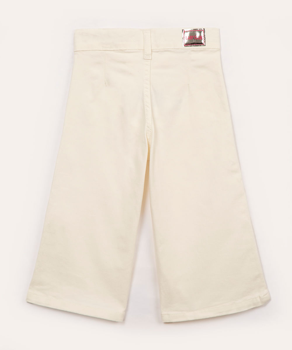 calça jeans infantil wide leg com bolso off white