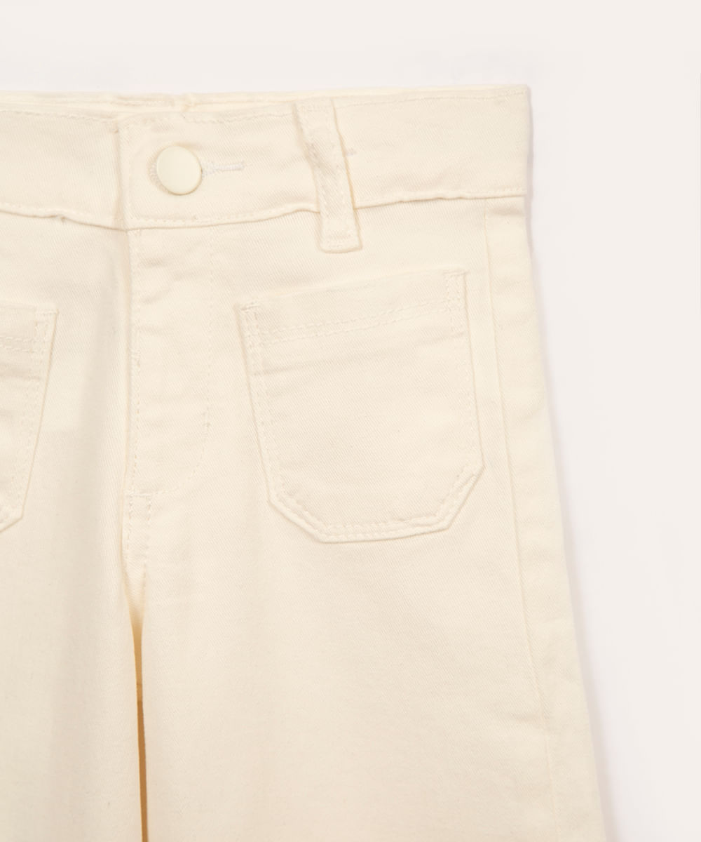 calça jeans infantil wide leg com bolso off white