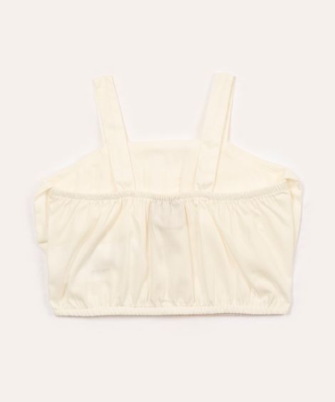 cropped infantil laço alça média off white