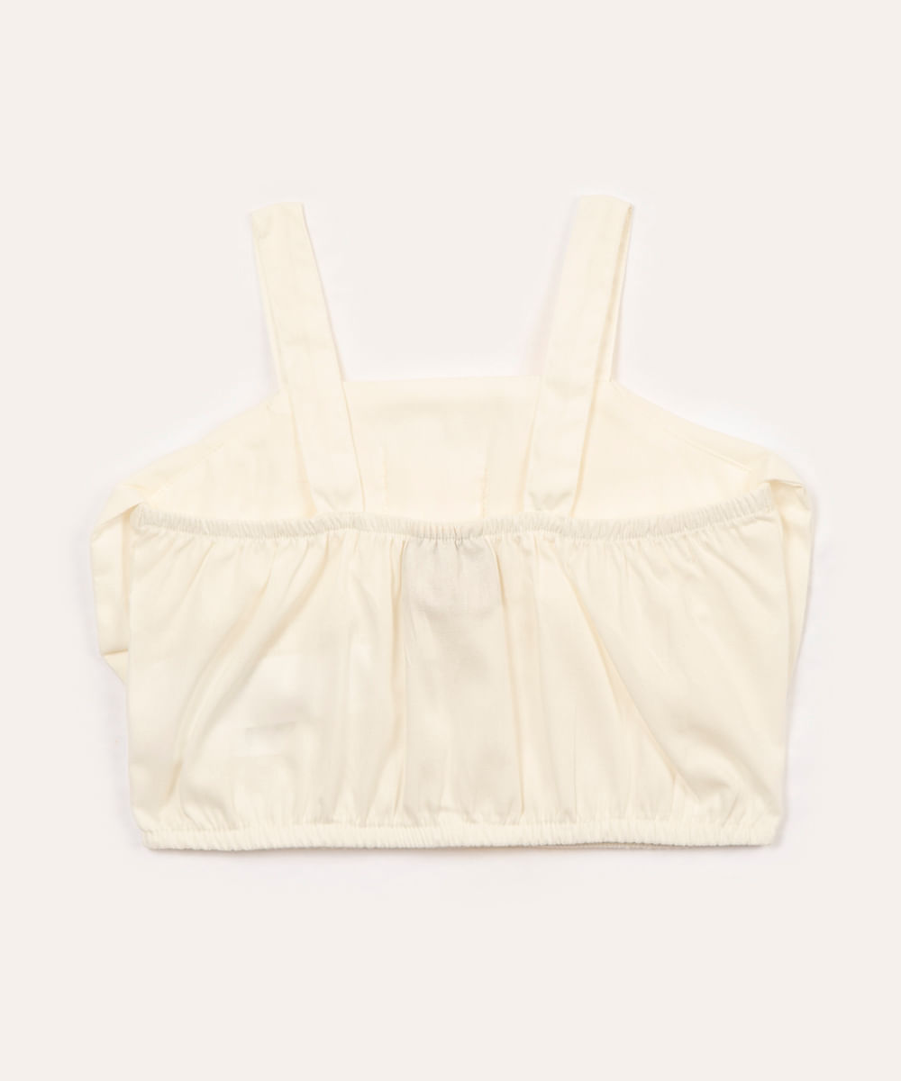 cropped infantil laço alça média off white