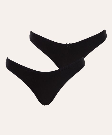 kit de 2 calcinhas biquíni de algodão preto