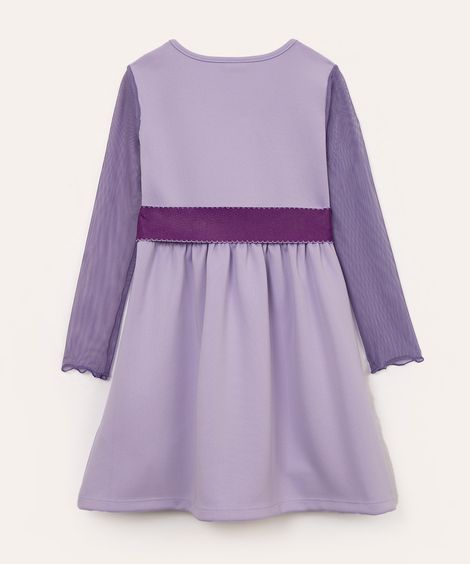 vestido infantil fantasia wish manga longa e cinto lilás