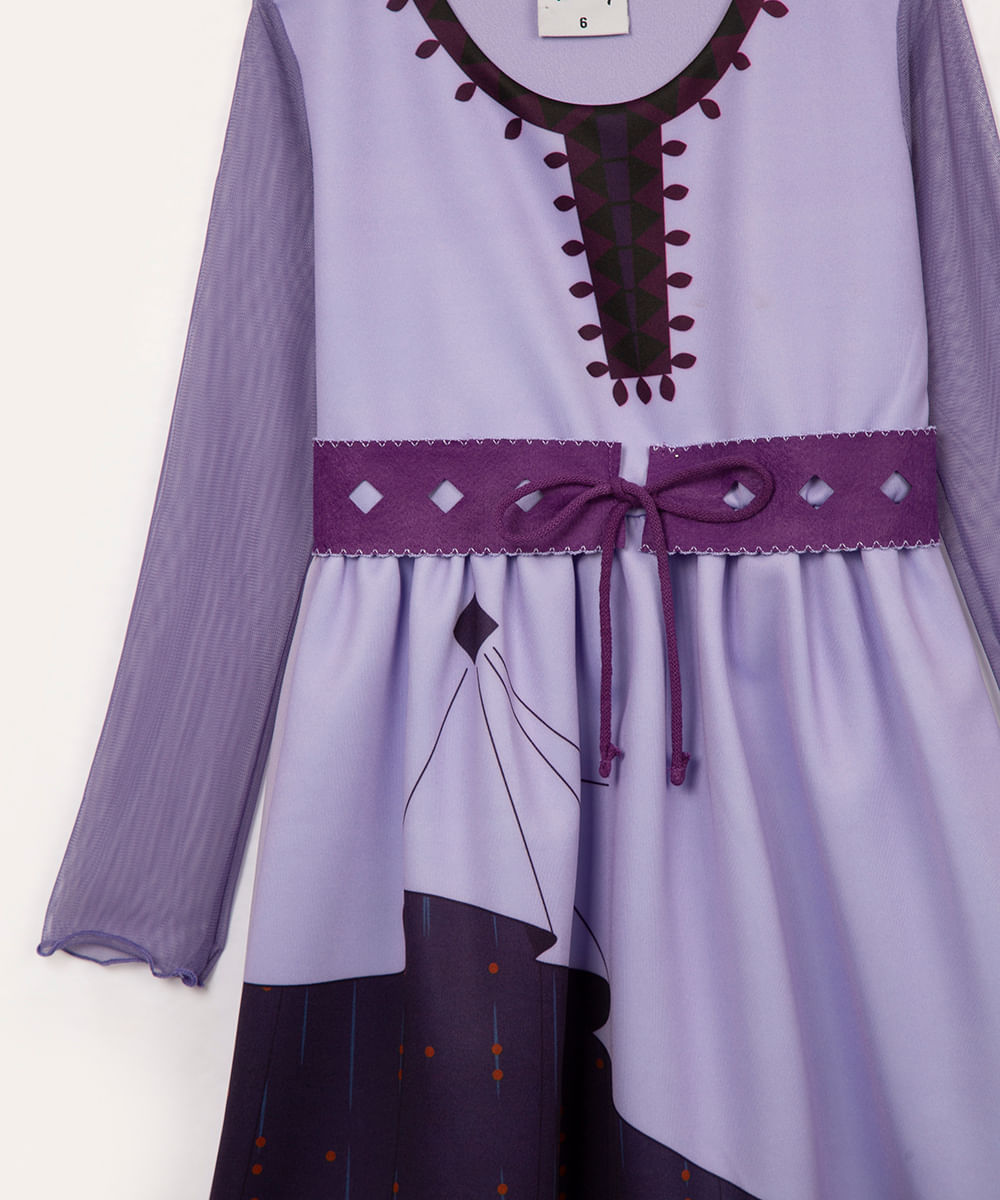 vestido infantil fantasia wish manga longa e cinto lilás