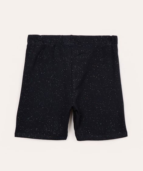 bermuda ciclista infantil com glitter azul marinho