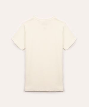 camiseta de algodão juvenil texturizada manga curta off white