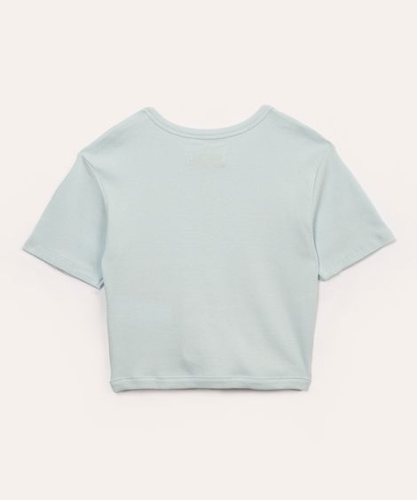 blusa de algodão juvenil com recorte manga curta azul