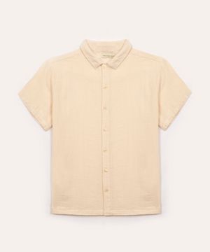 camisa de algodão juvenil manga curta bege