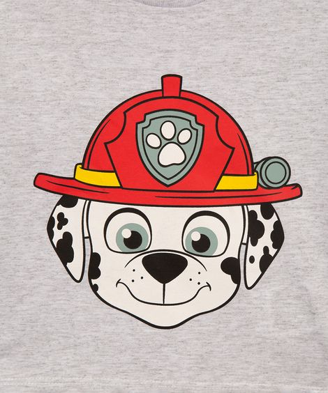 pijama de algodão infantil patrulha canina manga curta cinza mescla claro