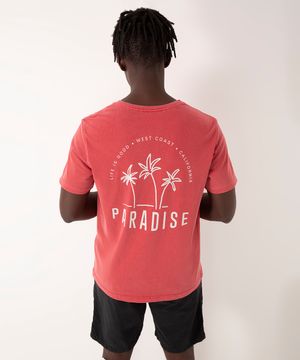 camiseta de algodão estonada coqueiro manga curta rosê