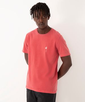 camiseta de algodão estonada coqueiro manga curta rosê