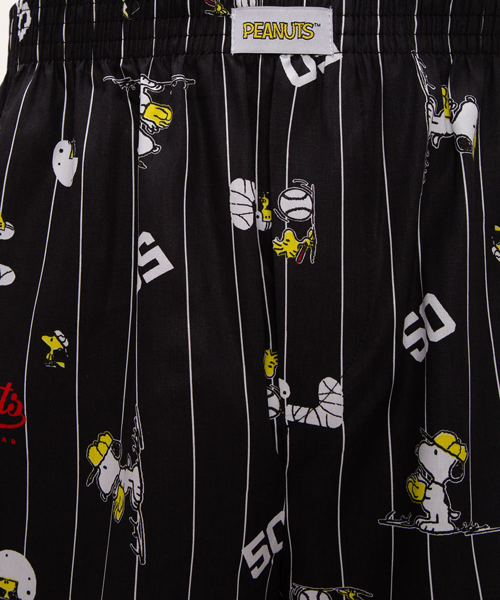 samba canção de algodão snoopy preto